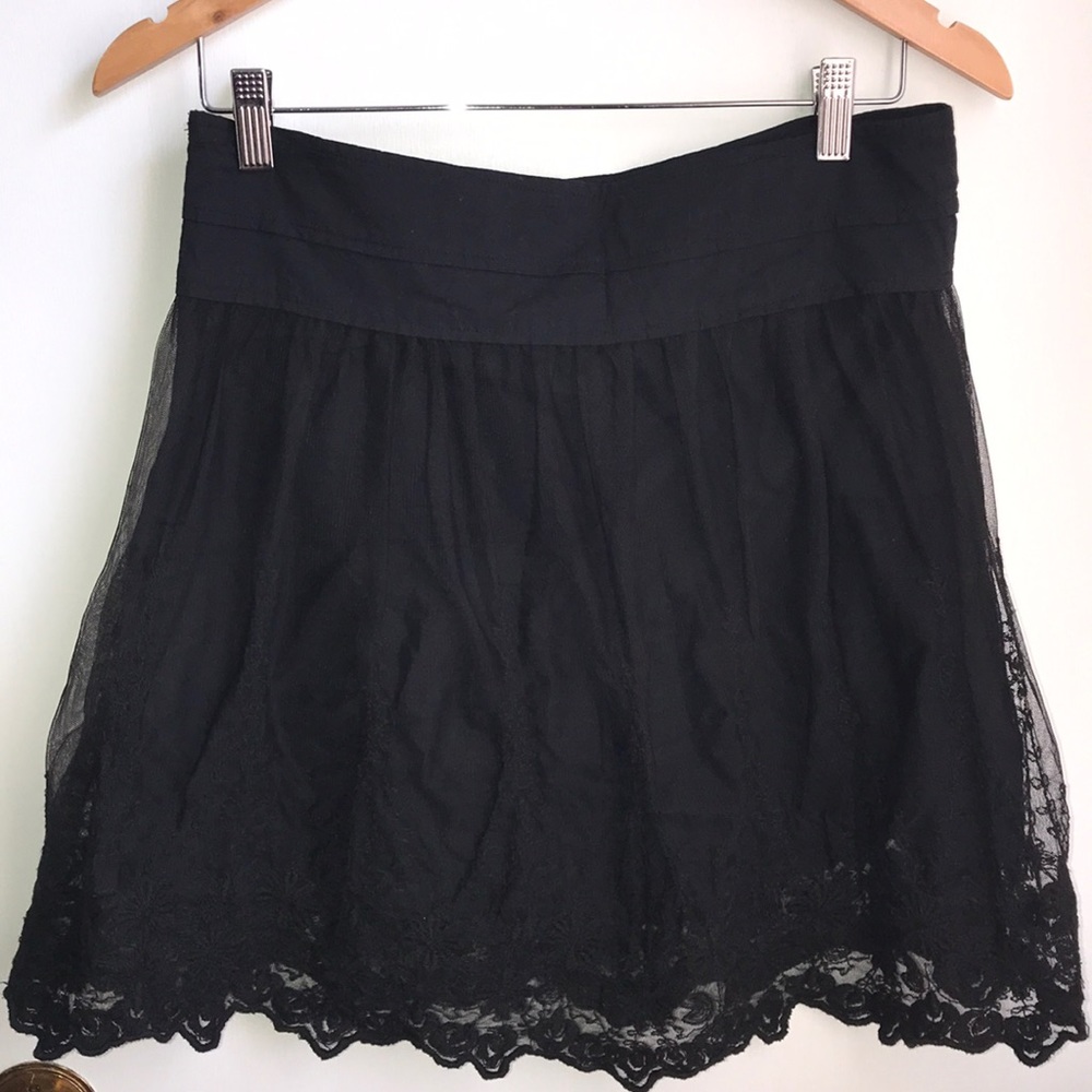 Lob Me Black Lace Skater Overlay Mini Skirt sz 2